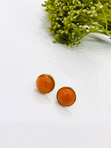 Orange Round Earrings